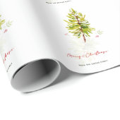 Elegant groen Botanische vrolijke kerst Cadeaupapier (Rol Hoek)