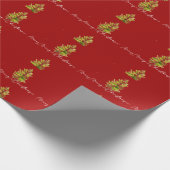 Elegant groen Botanische vrolijke kerst rood Cadeaupapier (Hoek)