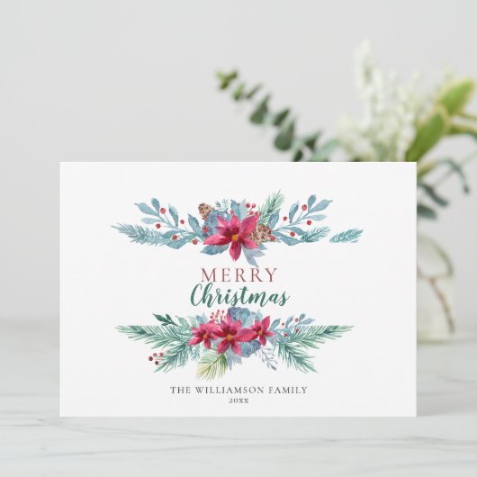 Elegant groen Bourgogne  vakantie Kaart (Staand voorkant)