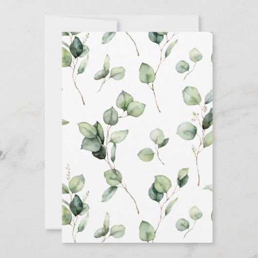 Elegant groen bruiloft eucalyptus Waterverf Kaart (Achterkant)