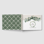 Elegant groen bruiloft geheugen gastenboek monogra (Volledig)