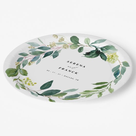 Elegant groen bruiloft papier Bord (Gekanteld)