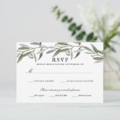 Elegant groen bruiloft RSVP (Staand voorkant)