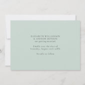 Elegant groen bruiloft Save the Date Flat Kaart (Achterkant)
