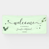 Elegant groen bruiloft script welkomstbord spandoek (Horizontaal)