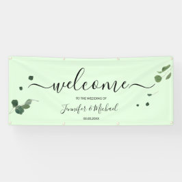 Elegant groen bruiloft script welkomstbord spandoek