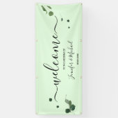 Elegant groen bruiloft script welkomstbord spandoek (Verticaal)