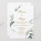 Elegant groen bruiloft uitnodiging in het Spaans (Voorkant / Achterkant)