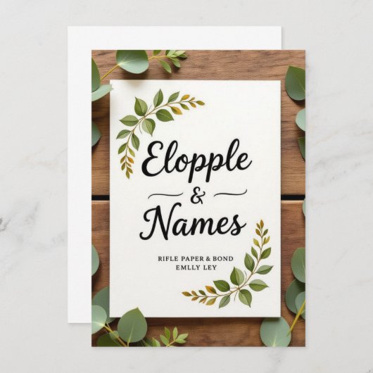 Elegant groen bruiloft uitnodiging | minimaal (Voorkant / Achterkant)