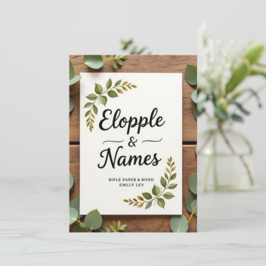 Elegant groen bruiloft uitnodiging | minimaal (Staand voorkant)