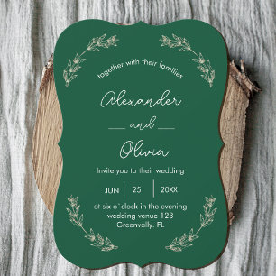 Elegant groen bruiloft uitnodiging Script-letter