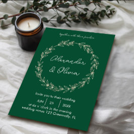 Elegant groen bruiloft uitnodiging | Script-letter