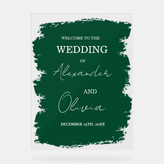 Elegant groen bruiloft uitnodiging | Script-letter Acryl Bord (Voorkant)