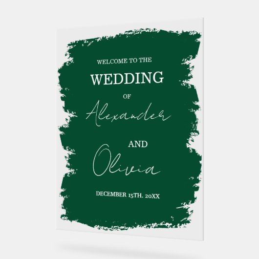 Elegant groen bruiloft uitnodiging | Script-letter Acryl Bord (Hoek)