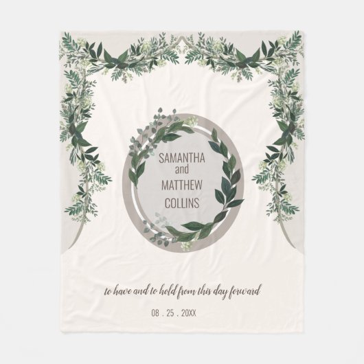 Elegant groen bruiloft viering Geheugenworp Fleece Deken (Voorkant)