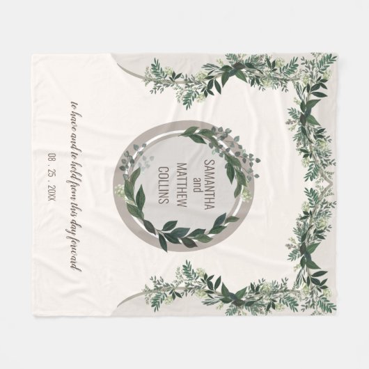 Elegant groen bruiloft viering Geheugenworp Fleece Deken (Voorkant (Horizontaal))