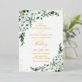 Elegant groen bruiloft Waterverf Folie Uitnodiging (Staand Voorkant)