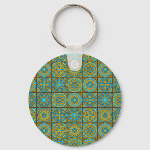Elegant groen& bruin Marokkaans patroon Sleutelhanger