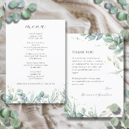 Elegant groen budget bruiloft dank u en menu