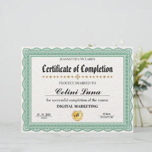 Elegant Groen Certificaat van Voltooiing – Modern