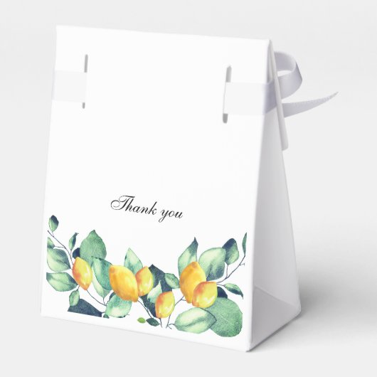 Elegant, groen, citroen, bruiloft bedankdoosjes (Achterkant)