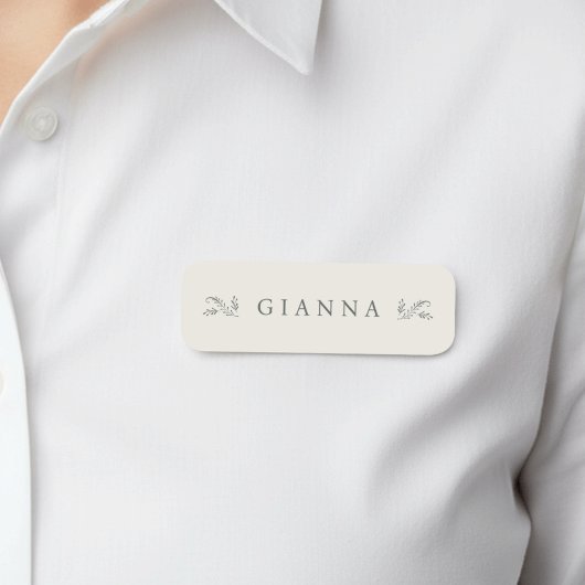 Elegant groen & crème botanisch naamplaatje