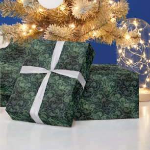 Elegant groen  damast bloemmotief cadeaupapier