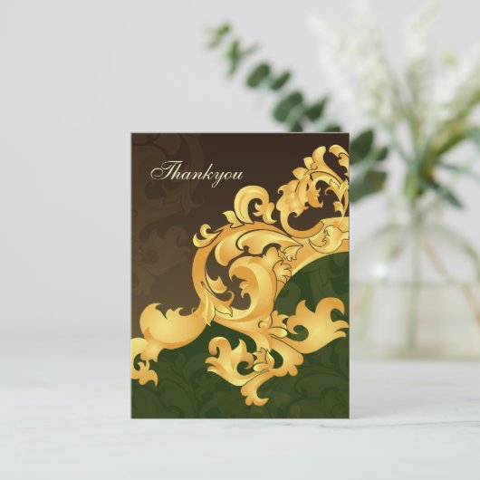 Elegant groen dank je kaarten (Staand voorkant)