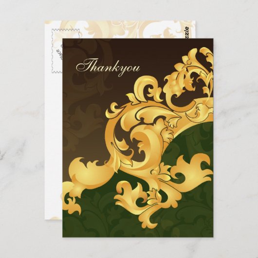 Elegant groen dank je kaarten (Voorkant / Achterkant)