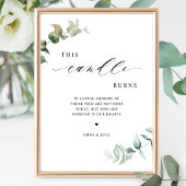 Elegant groen Deze kaars brandt bruiloft teken Poster