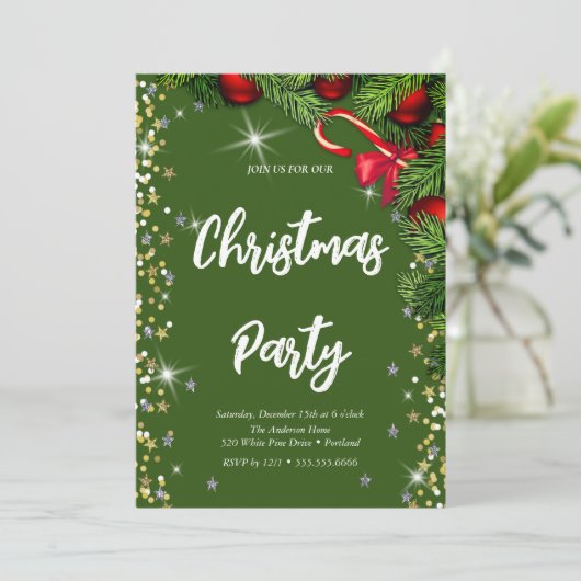 Elegant groen, diamant, kerstboom kaart (Staand voorkant)