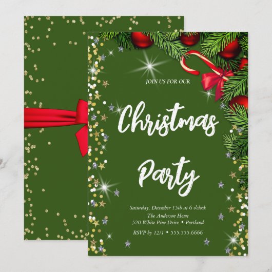 Elegant groen, diamant, kerstboom kaart (Voorkant / Achterkant)