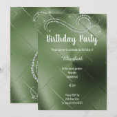ELEGANT GROEN DIAMOND BIRTHDAY ARTIJ INVITATIE KAART (Voorkant / Achterkant)