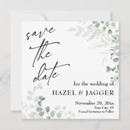 Elegant groen Eenvoudige, hedendaagse typografie Save The Date