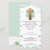 Elegant groen eerste communie Bladwijzer gunst Bedankkaart (Voorkant / Achterkant)