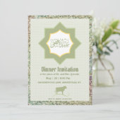 Elegant Groen Eid Al Adha Diner Party Uitnodiging (Staand voorkant)
