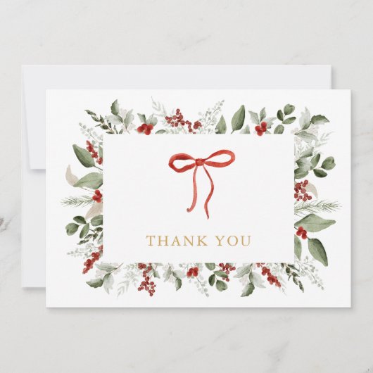 Elegant groen en bessen Baby shower Bedankkaart (Voorkant)