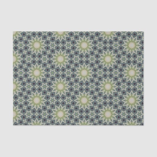 Elegant groen en blauw modern geometrisch patroon tissuepapier (Voorkant)