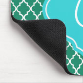 Elegant groen en blauwgroen quatrefolomonogram muismat (Hoek)