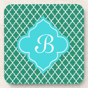 Elegant groen en blauwgroen quatrefolomonogram onderzetter