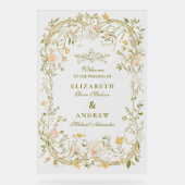 Elegant groen en blos Lijst bruiloft Acryl Bord (Voorkant)