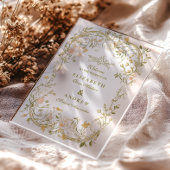 Elegant groen en blos Lijst bruiloft Acryl Uitnodigingen