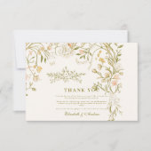 Elegant groen en blos Lijst bruiloft Bedankkaart (Voorkant)