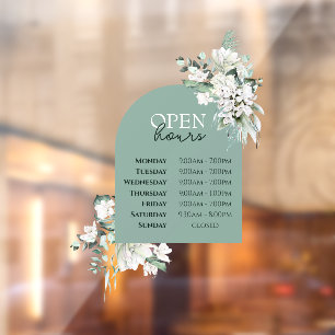 Elegant groen en boog open uren venster Cling Raamsticker