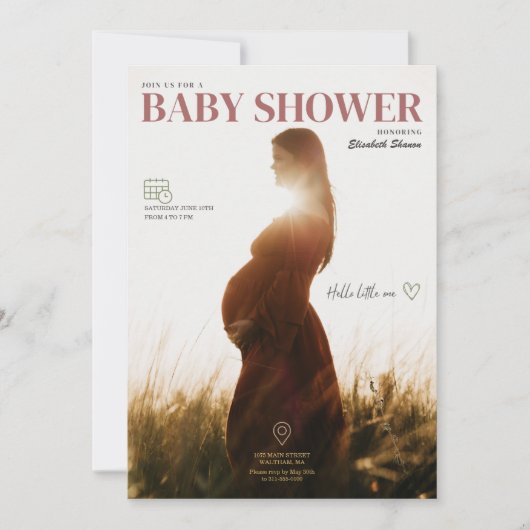 Elegant groen en bruin minimalistisch, met foto kaart (Voorkant)