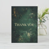 Elegant groen en faux goud bedankkaart (Staand voorkant)