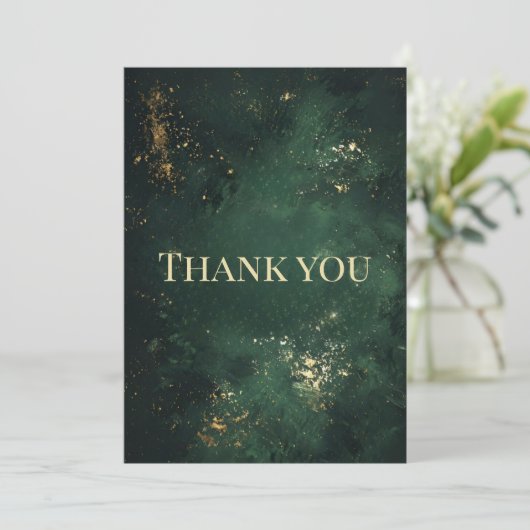 Elegant groen en faux goud bedankkaart (Staand voorkant)