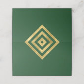 Elegant Groen en Faux Goud Geometrisch Plaatskaartje (Buitenkant ongevouwen)