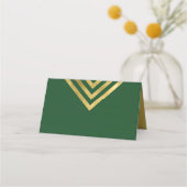 Elegant Groen en Faux Goud Geometrisch Plaatskaartje (Achterkant)