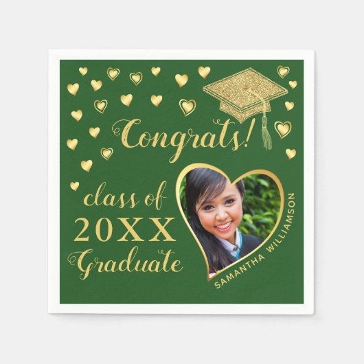 Elegant groen en goud 2025 Afstuderen Servet (Voorkant)